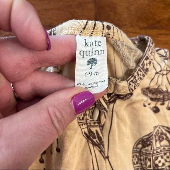 Kate Quinn Bamboo hot air balloon tan brown one piece sleeper outfit size 6-9 mo - Picture 2 of 5